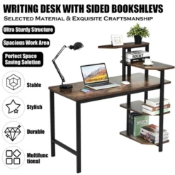Costway Computer Desk Writing Study Table With Storage Shelves Home Office Rustic Brown 16 Costway Computer Desk Writing Study Table With Storage Shelves Home Office Rustic Brown -HOMCOM Sales Store GUEST 000bd505 2822 4637 a3de fef06bf604d5