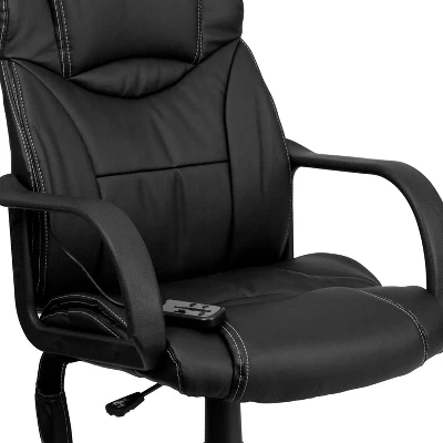 Emma And Oliver Mid-Back Ergonomic Massaging Black LeatherSoft Executive Swivel Office Arm Chair 5 Emma And Oliver Mid-Back Ergonomic Massaging Black LeatherSoft Executive Swivel Office Arm Chair - Image 4
