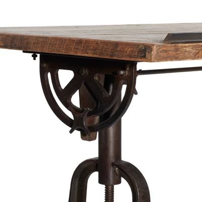 Industrial Teak Wood Console Table Brown - Olivia & May 15 Industrial Teak Wood Console Table Brown - Olivia & May - Image 13