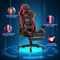 Costway Gaming Desk&Massage Gaming Chair Set W/ Footrest Monitor Shelf Power Strip Red -HOMCOM Sales Store GUEST 00a21b7e fa73 4325 b170 cafb03574f03