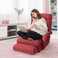 Costway Folding Floor Single Sofa Massage Recliner Chair W/ A Pillow 5 Adjustable Backrest Position Leisure Lounge Couch BlueRedWhite -HOMCOM Sales Store GUEST 01454400 80b3 4db7 a02a 2e0354add3f6