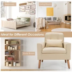 Costway Accent Chair Upholstered Linen Armchair Sofa Chair W/Waist Pillow -HOMCOM Sales Store GUEST 0298355f 3158 4dcb a002 ea182f5b4ba8