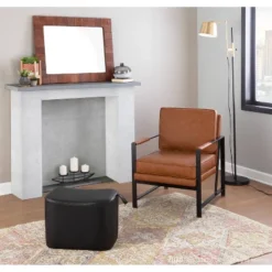 Franklin Armchair With Faux Leather Black/Camel Brown - LumiSource -HOMCOM Sales Store GUEST 0298e2da 62f6 48a7 9f8a 0df14c9d176a