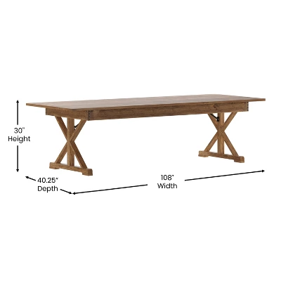 Flash Furniture HERCULES 9' X 40" Rectangular Solid Pine Folding Farm Table With X Legs 10 Flash Furniture HERCULES 9' X 40" Rectangular Solid Pine Folding Farm Table With X Legs - Image 8