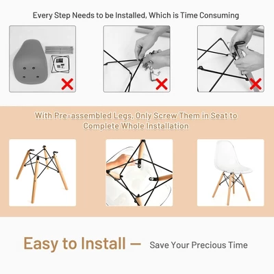 Set Of 4 Dining Chairs Modern Plastic Shell Side Chair W/ Clear Seat & Wood Legs 9 Set Of 4 Dining Chairs Modern Plastic Shell Side Chair W/ Clear Seat & Wood Legs - Image 7