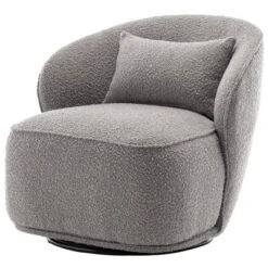 Boucle Upholstered Swivel Barrel Chair - Kinwell -HOMCOM Sales Store GUEST 044c6a75 2dc1 43e5 a6fd dde6f17d8282