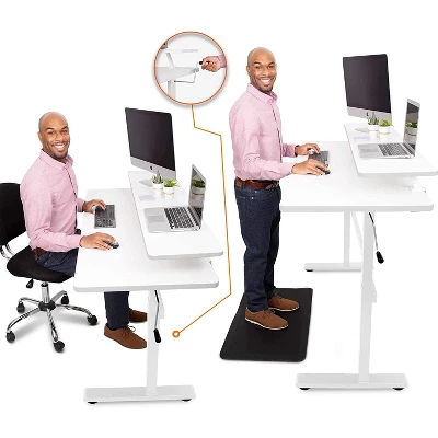 Tranzendesk Standing Desk With Clamp-On Shelf - 55" Sit To Stand Workstation With 55” Monitor Stand - White - Stand Steady 4 Tranzendesk Standing Desk With Clamp-On Shelf - 55" Sit To Stand Workstation With 55” Monitor Stand - White - Stand Steady - Image 2