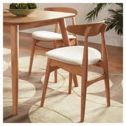 Set Of 2 Cortland Danish Modern Natural Dining Chair - Inspire Q -HOMCOM Sales Store GUEST 05b8e75c 64cb 43a2 935e 5bc83e6182ed