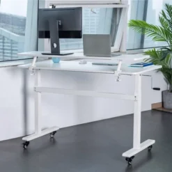 Tranzendesk Standing Desk With Clamp-On Shelf - 55" Sit To Stand Workstation With 55” Monitor Stand - White - Stand Steady 15 Tranzendesk Standing Desk With Clamp-On Shelf - 55" Sit To Stand Workstation With 55” Monitor Stand - White - Stand Steady -HOMCOM Sales Store GUEST 06c99607 8b89 4cab ac4c 2fcf57a39bed