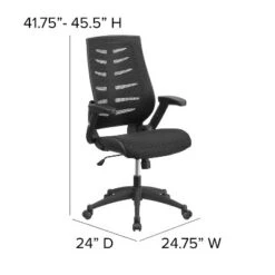 Emma And Oliver High Back Black Mesh Swivel Ergonomic Office Chair With Adjustable Flip-Up Arms -HOMCOM Sales Store GUEST 07369e61 888c 41bb 916d 9d31352f5243