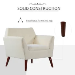 HOMCOM Traditional Living Room Chair, Armchair With Button Tufted Polygonal Straight Back, Single Sofa With Thick Padding -HOMCOM Sales Store GUEST 0889ab60 4219 4c05 af68 2407ad7d872a