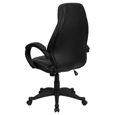 Emma And Oliver High Back Black LeatherSoft Curved Back Swivel Ergonomic Office Chair-Loop Arms 3 Emma And Oliver High Back Black LeatherSoft Curved Back Swivel Ergonomic Office Chair-Loop Arms