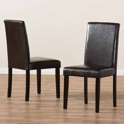 Set Of 2 Mia Modern And Contemporary Faux Leather Upholstered Dining Chairs Dark Brown - Baxton Studio 6 Set Of 2 Mia Modern And Contemporary Faux Leather Upholstered Dining Chairs Dark Brown - Baxton Studio - Image 4