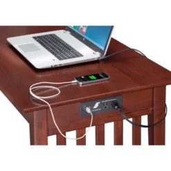 Mission Wood Writing Desk With Drawers And USB Walnut - AFI -HOMCOM Sales Store GUEST 0cc5c0ea 1105 4ffb 81a3 ae7dac1ff0ba