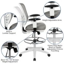 Emma And Oliver Mid-Back Mesh Adjustable Ergonomic Drafting Chair, Task Chair -HOMCOM Sales Store GUEST 0e481e9b 7441 4571 80ef d8481b04b307