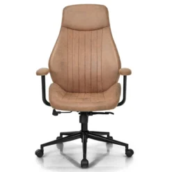 Costway High Back Office Chair Reclining Task Chair Suede Fabric BrownRed -HOMCOM Sales Store GUEST 0f4327b3 fe4e 412b 9723 596bcee821b6