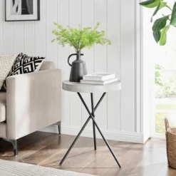 17.6" Round 3 Legged Industrial Style Side Table Cement - Danya B. -HOMCOM Sales Store GUEST 0f622ee1 5123 47fa 8c3b c747b19527e6