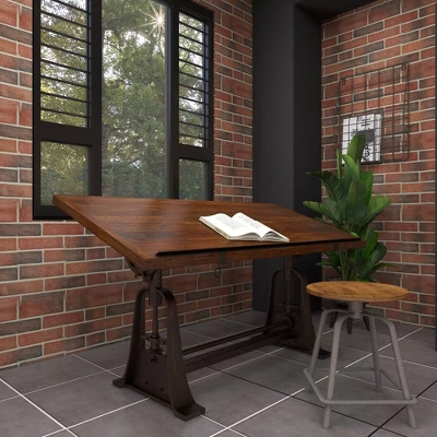 Industrial Teak Wood Console Table Brown - Olivia & May 9 Industrial Teak Wood Console Table Brown - Olivia & May - Image 7