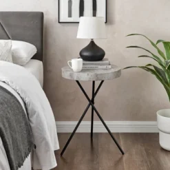 17.6" Round 3 Legged Industrial Style Side Table Cement - Danya B. -HOMCOM Sales Store GUEST 1079a841 ad45 4c05 a327 a734ebbb751f