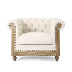 Voll Chesterfield Tufted Fabric Club Chair With Nailhead Trim - Christopher Knight Home -HOMCOM Sales Store GUEST 109183e6 5e85 45e4 a6ed d10d56c04507