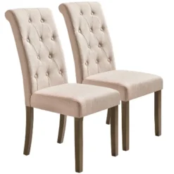 Set Of 2 Aristocratic Solid Wood Tufted Dining Chair-ModernLuxe -HOMCOM Sales Store GUEST 11468ce8 c14d 402e a13d f1cb63f9c3d5