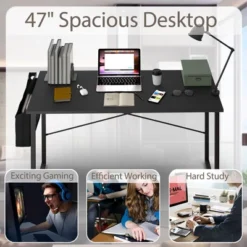 Costway Modern Computer Desk 47'' Study Writing Table W/ Storage Bag Coffee Black/Brown/Coffee -HOMCOM Sales Store GUEST 119483a7 763a 4db4 9586 8d459149cfc0