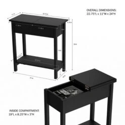 Flip Top End Table With Storage Compartment And Lower Shelf Matte Black - Yorkshire Home -HOMCOM Sales Store GUEST 13a7e746 8479 4c54 ab41 9d92636df427