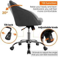 Yaheetech Velvet Desk Chair For Home Office, Soft Height Adjustable 360° Swivel Computer Chair -HOMCOM Sales Store GUEST 1532b214 4cbd 4a4e 9b16 0113952402e4