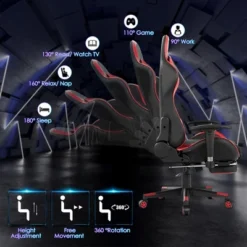 Costway Gaming Desk&Massage Gaming Chair Set W/ Footrest Monitor Shelf Power Strip Red -HOMCOM Sales Store GUEST 154ed1b5 c23a 4562 a408 3770db42428a