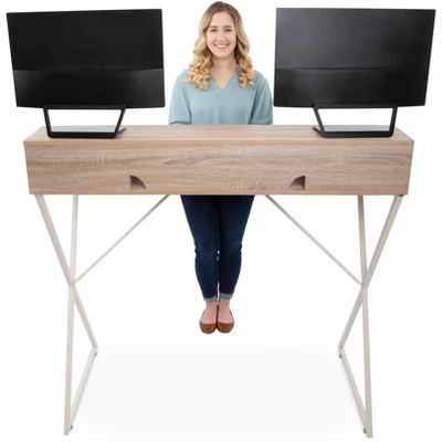 Joy Standing Desk 48” Stand-up Workstation With Cubbies – Wood Grain Finish – Stand Steady 8 Joy Standing Desk 48” Stand-up Workstation With Cubbies – Wood Grain Finish – Stand Steady - Image 6