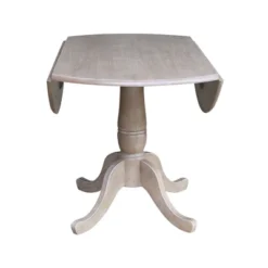 Nathaniel Round Dual Drop Leaf Pedestal Table Gray Taupe - International Concepts -HOMCOM Sales Store GUEST 16a6c397 cdca 45f8 a7b9 5c7ca1028d1d