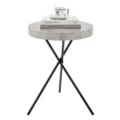 17.6" Round 3 Legged Industrial Style Side Table Cement - Danya B. -HOMCOM Sales Store GUEST 16bbe301 1251 4c0a 86ad 87a4db41b656