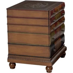 Crestview Collection Vintage Traditional Chestnut Wood Rectangular Accent Side End Table 23" X 20" With 3-Drawer Brown Golden Library Book For Spaces -HOMCOM Sales Store GUEST 172dbfb4 8cdb 4281 876c 8e298da6d13d