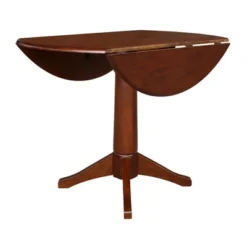 30.3" Thea Round Dual Drop Leaf Extendable Dining Table Espresso Brown - International Concepts -HOMCOM Sales Store GUEST 19c56633 beec 4fe7 8a51 ee8216760b5d