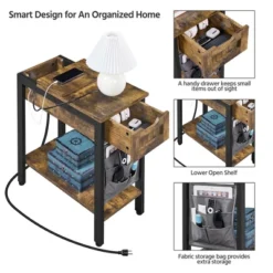 Yaheetech Narrow End Table Side Table With Charging Station -HOMCOM Sales Store GUEST 1a8cc92d 82a9 4955 a503 16a46fba2f77