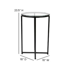 Flash Furniture Greenwich Collection End Table - Modern Clear Glass Accent Table With Crisscross Matte Black Frame -HOMCOM Sales Store GUEST 1b435fde 9378 4e19 8c15 b1bc9dd62c51