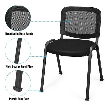 Costway Set Of 5 Conference Chair Mesh Back Office Waiting Room Guest Reception Black 10 Costway Set Of 5 Conference Chair Mesh Back Office Waiting Room Guest Reception Black - Image 8