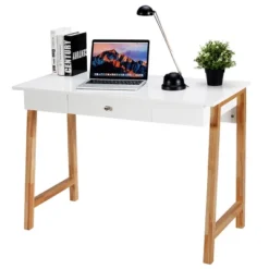 Computer Desk Laptop PC Writing Table Makeup Vanity Table W/Drawer And Wood Legs -HOMCOM Sales Store GUEST 1fd8e94f e458 469e 947a 0fec7c920c0e