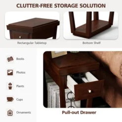 Tangkula 2 Tier End Side Table Nightstand With Drawer Shelf Rubber Wood Classic Espresso -HOMCOM Sales Store GUEST 1fe636ca c874 4d01 90cc f9b5787beb52