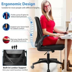 Costway Mesh Office Chair Swivel Computer Desk Chair W/Foldable Backrest & Flip-Up Arms -HOMCOM Sales Store GUEST 20e1b4ed a935 4671 9d7d 387ec5356f9d