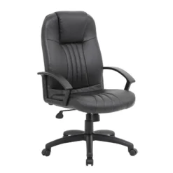 High Back Leather Plus Chair Black - Boss Office Products