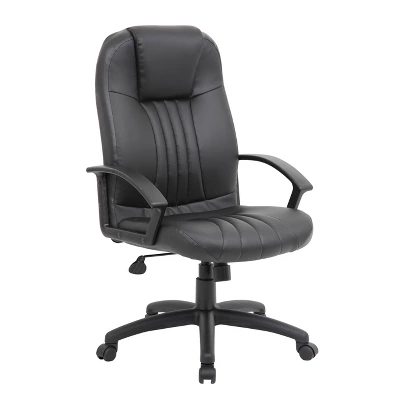 High Back Leather Plus Chair Black - Boss Office Products 3 High Back Leather Plus Chair Black - Boss Office Products