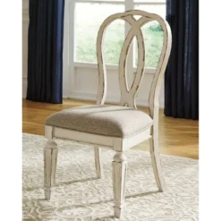 Set Of 2 Realyn Ribbon Back Dining Upholstered Side Chair Chipped White - Signature Design By Ashley