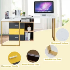 Costway 87'' Two Person Computer Desk Adjustable L-Shaped Office Desk W/Shelves & Drawers -HOMCOM Sales Store GUEST 25f68e04 4b98 40f6 ae6f 85f889f4c213