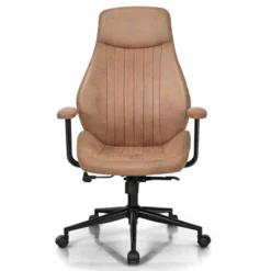 Costway High Back Office Chair Reclining Task Chair Suede Fabric BrownRed -HOMCOM Sales Store GUEST 260770b3 b40d 4d8b 898d 019fd676eae8