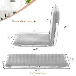 Costway Adjustable 6-Position Floor Chair Padded Folding Lazy Sofa Chair Grey