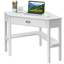 Costway Triangle Computer Desk Corner Office Desk Laptop Table W/ Drawer Shelves Rustic White -HOMCOM Sales Store GUEST 29c695d6 5604 4a02 af4e 8c23ff1bdf87
