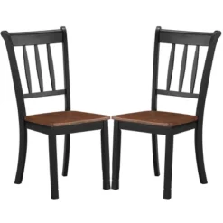 Costway Set Of 2 Wood Dining Chair High Back Kitchen Whitesburg Side Chair BlackWhite -HOMCOM Sales Store GUEST 2b28ae80 d9bc 4c22 8e54 cbff9c8f3b09