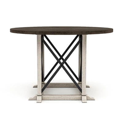 47" Piker Round Wood Dining Table Dark Walnut/Antique White - HOMES: Inside + Out 4 47" Piker Round Wood Dining Table Dark Walnut/Antique White - HOMES: Inside + Out - Image 2