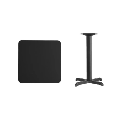 Emma And Oliver 24" Square Black Laminate Table Top With 22"x22" Table Height Base 3 Emma And Oliver 24" Square Black Laminate Table Top With 22"x22" Table Height Base